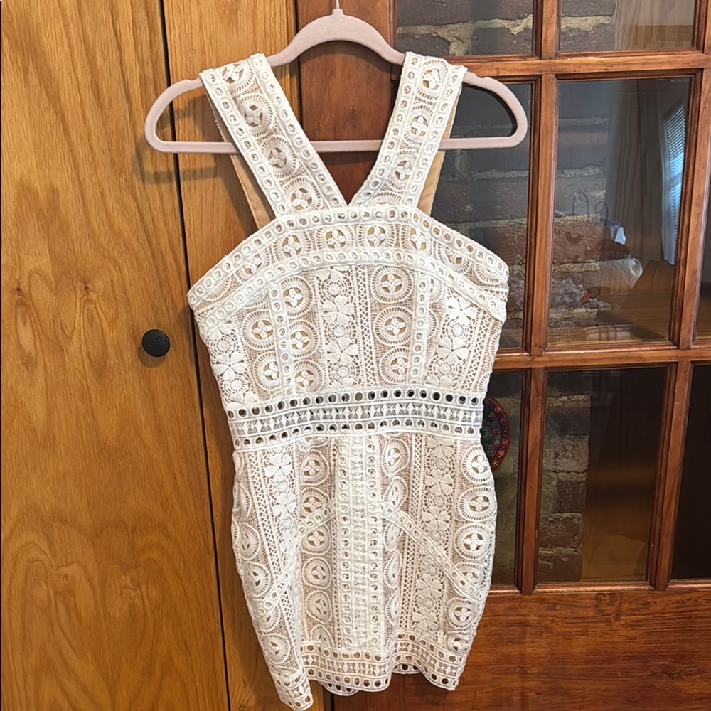 Superdown Cream Mini Dress Crochet Design